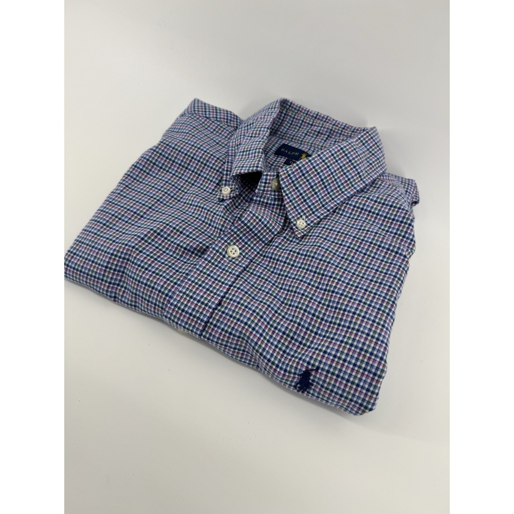 Ralph Lauren Men's‎ Plaid Button Down Shirt Long Sleeve Pink Blue Green Size M
